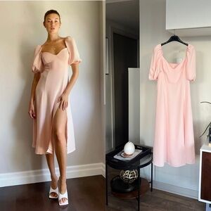 BNWT Aritzia Wilfred Novella Long Elegant Blush Pink Puff Sleeve Wedding Dress